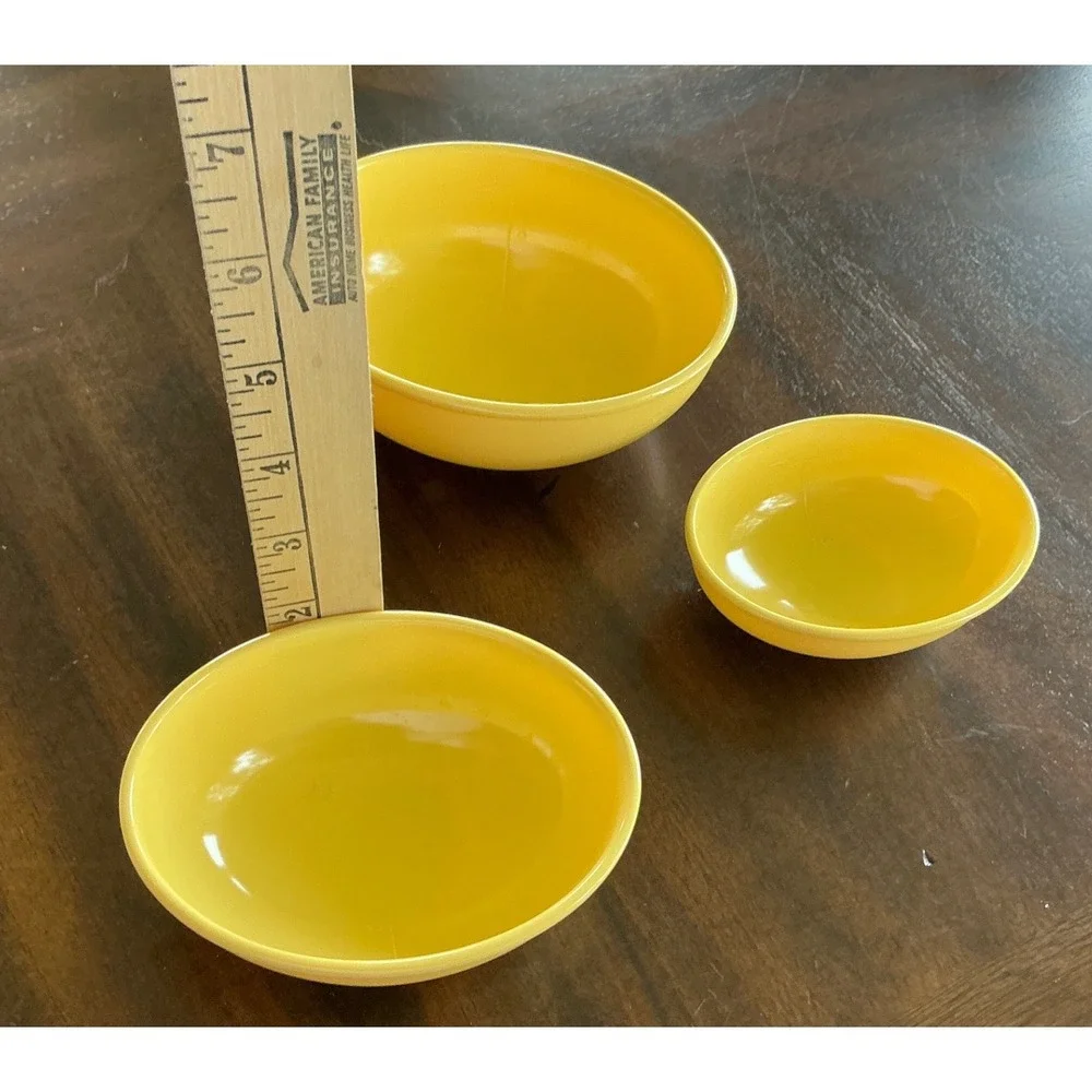 Hutzler Y2K Nesting Bowls Oval Melamine Yellow Set of 3 Retro Kitchen Small